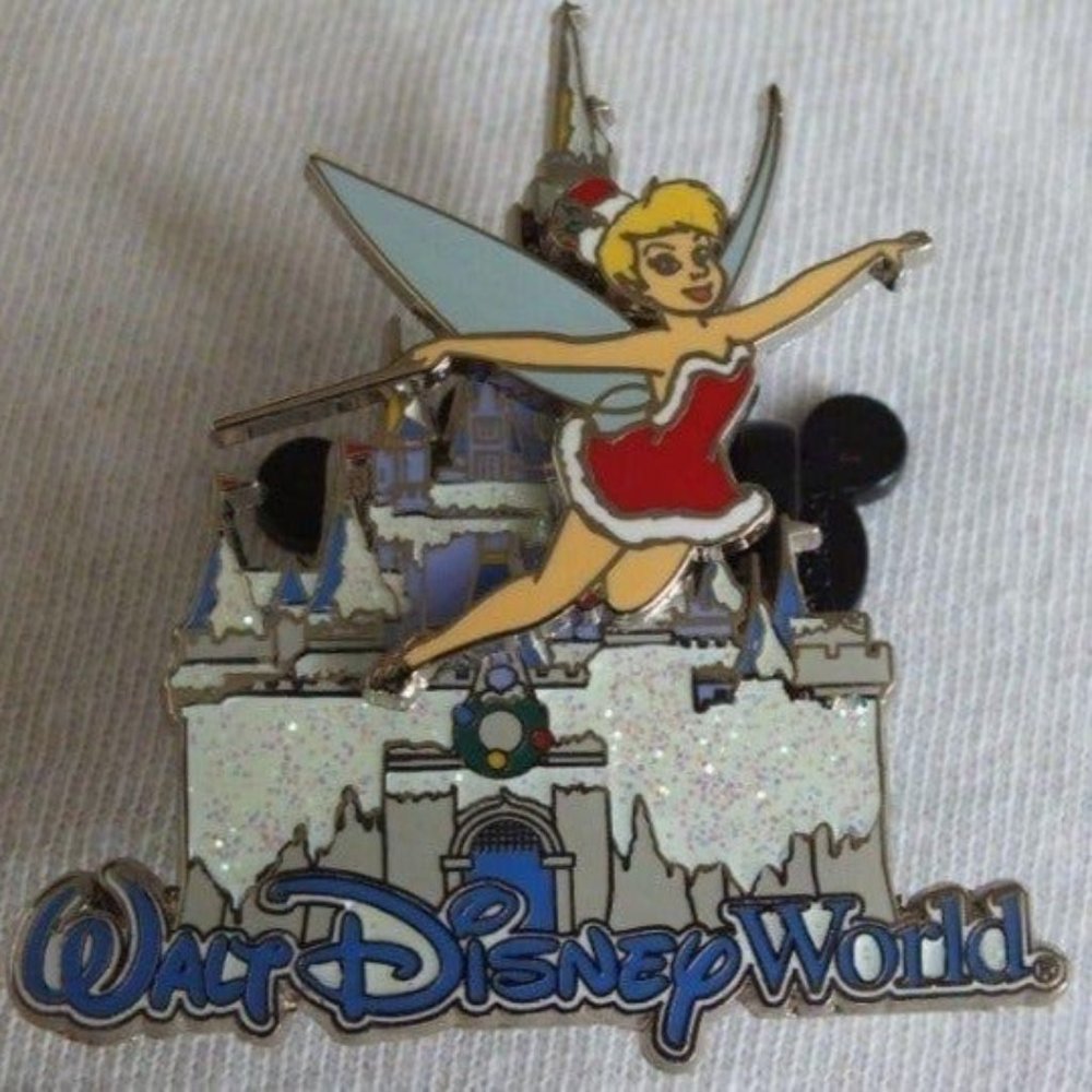 Disney Tinker Bell with Holiday Cinderella Castle - First Release Pin from 2008